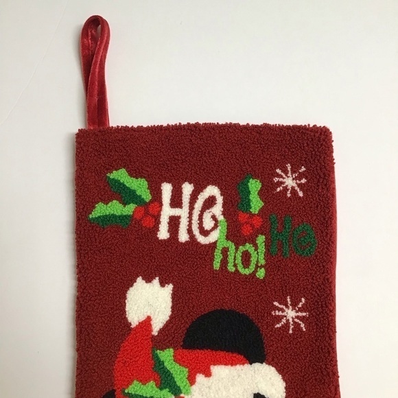 Disney Parks Santa Mickey Mouse Christmas Stocking HoHoHo Holly Snow Holiday Red - Picture 6 of 16